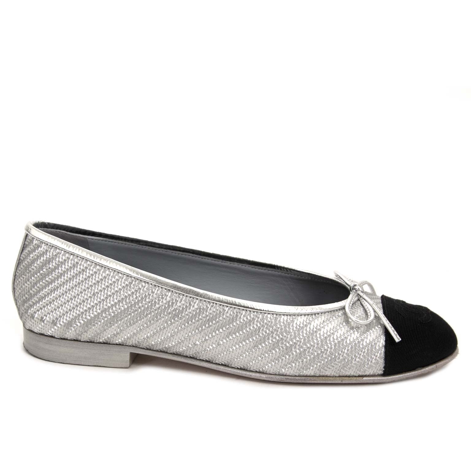 chanel silver ballerina now for sale at labellov vintage fashion webshop belgium