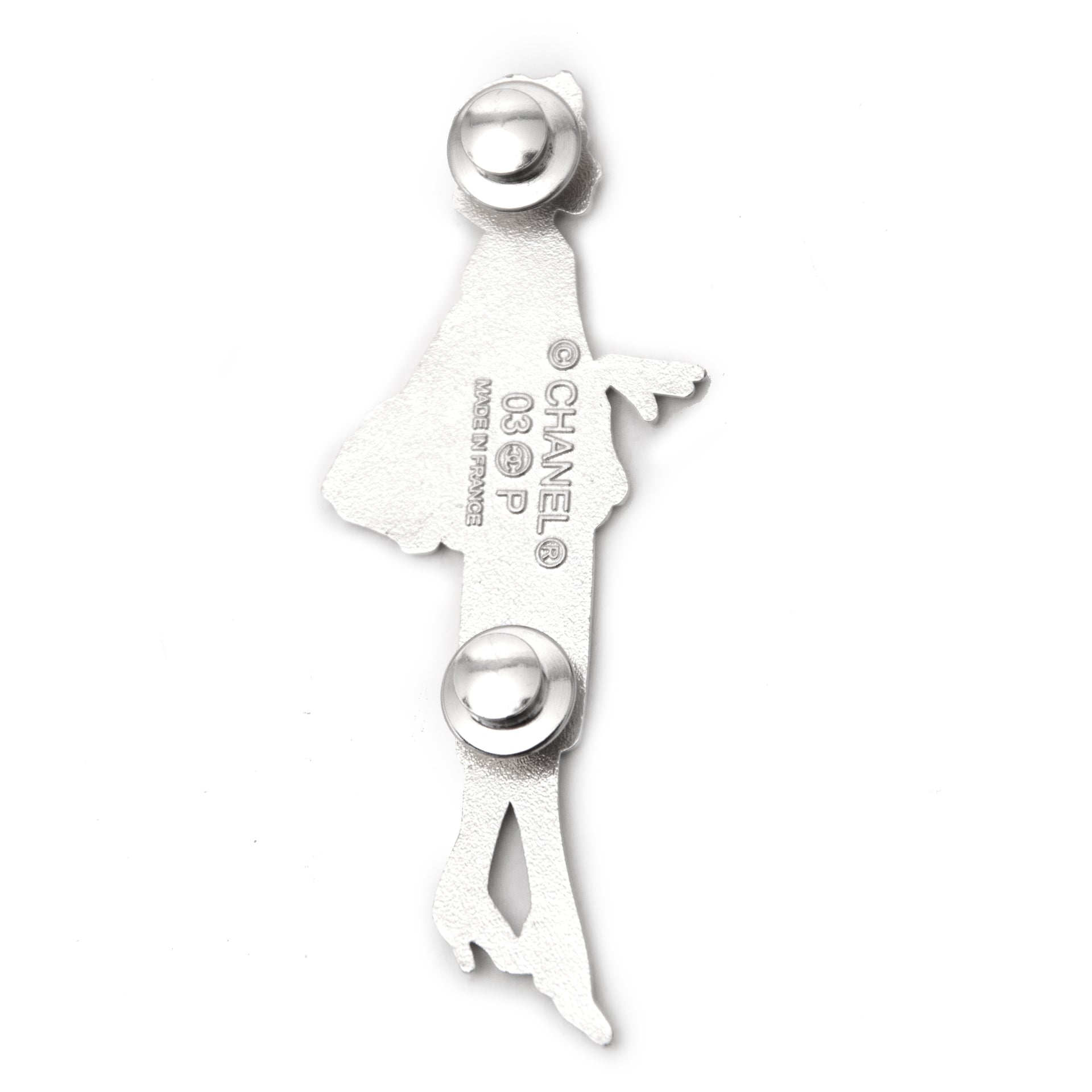 Koop uw authentieke Chanel Silver Lady Coco Pin Brooch aan de beste prijs