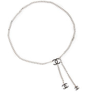 Chanel Chain Silver Black Logo Belt for sale, www.labellov.com, 100% authentic designer vintage items and worldwide shipping.