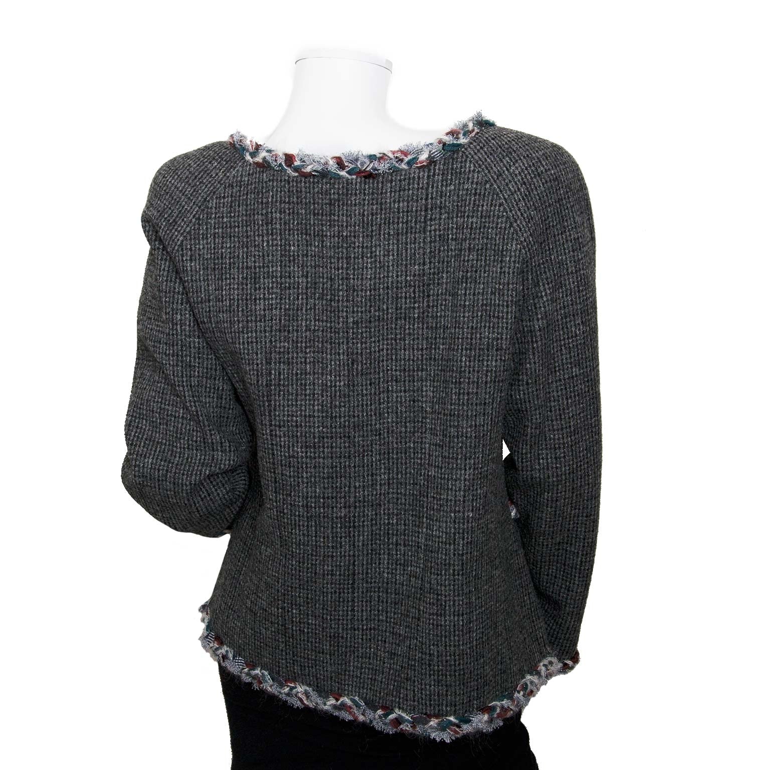 chanel grey tweed vest now for sale at labellov vintage fashion webshop belgium