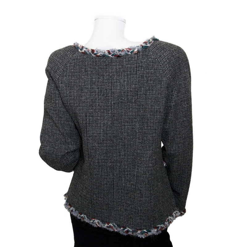 chanel grey tweed vest now for sale at labellov vintage fashion webshop belgium