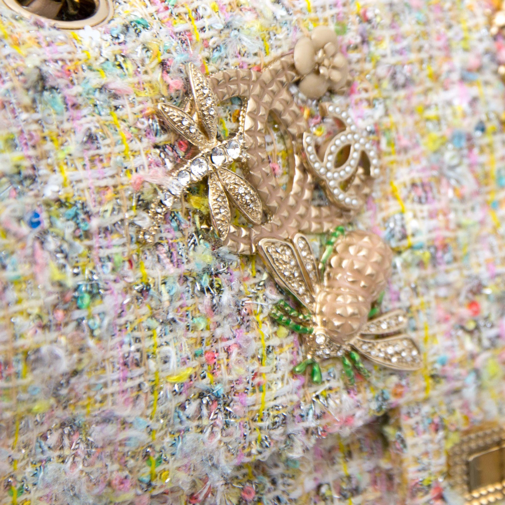 Hard to find unique Chanel Tweed Garden Party 2.55 Reissue Flap Bag for sale