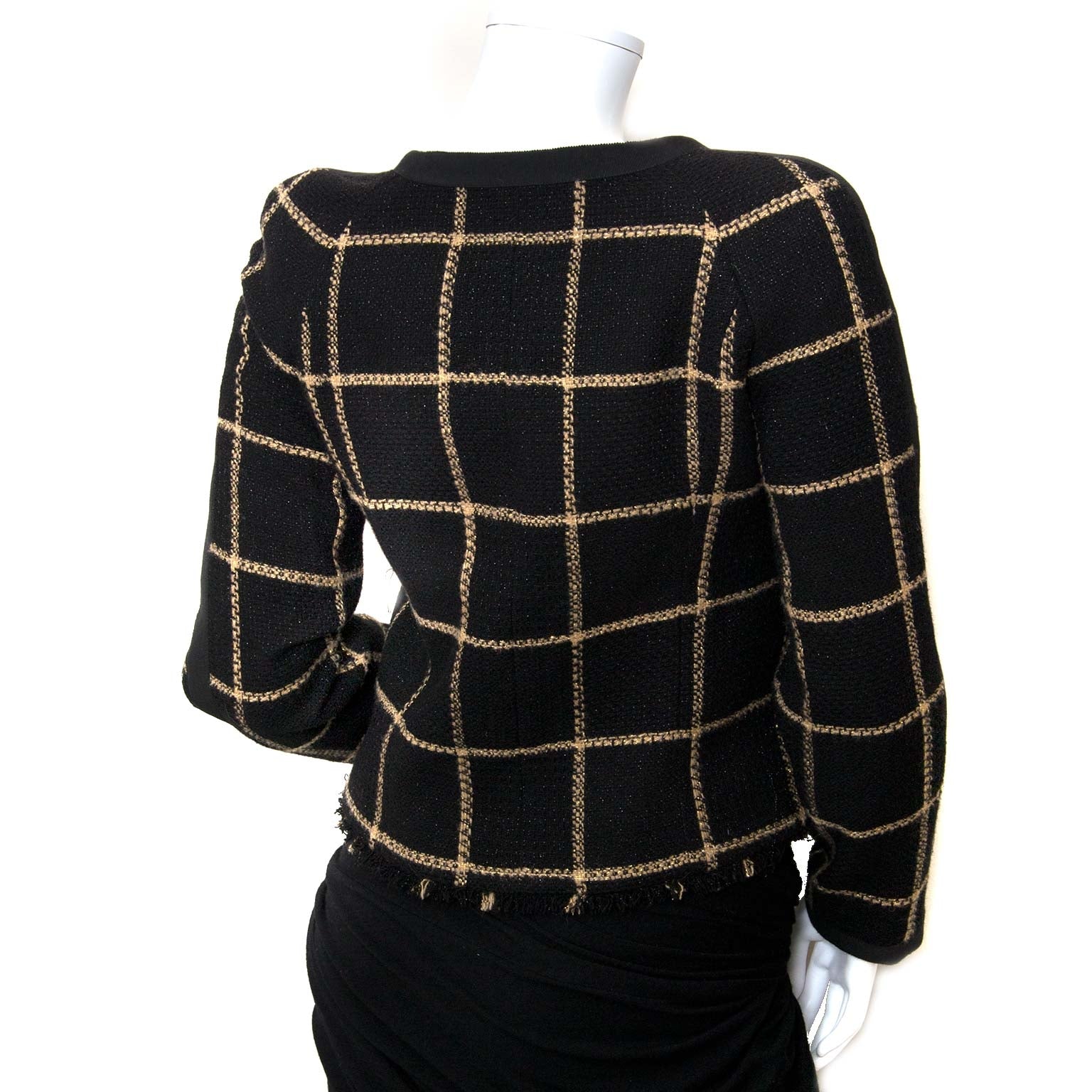 buy Chanel Black & Gold Bouclé Wool Vest - size FR38 at labellov