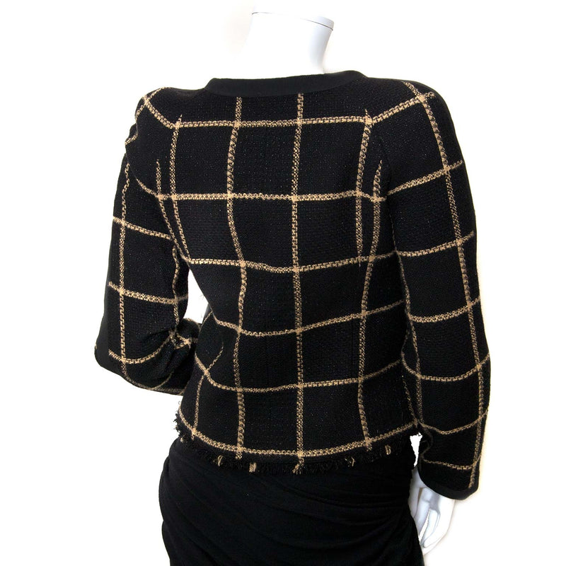 buy Chanel Black & Gold Bouclé Wool Vest - size FR38 at labellov