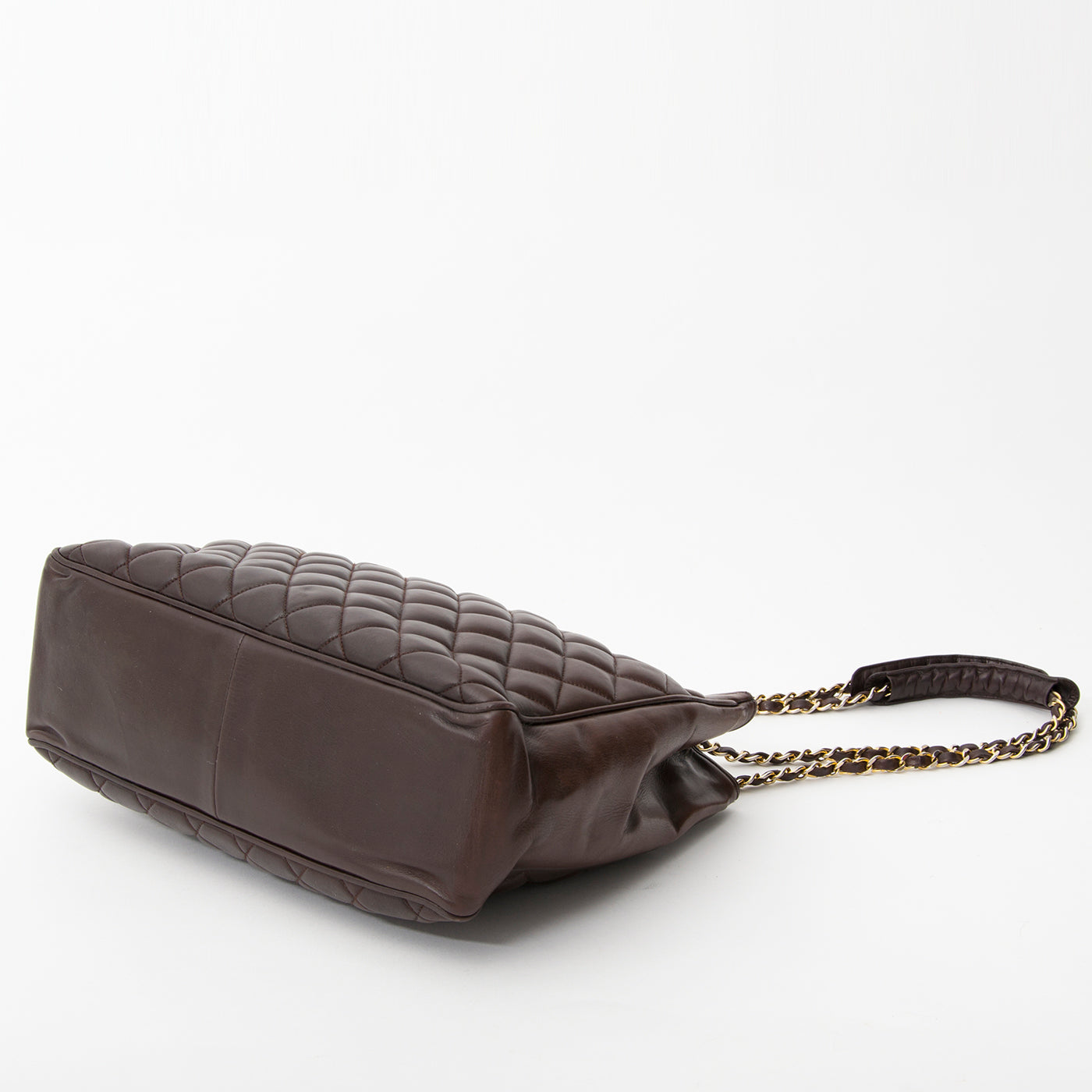 buy safe online secondhand designer Chanel Chocolat Brown Quilted Lambskin Tote at the best price
