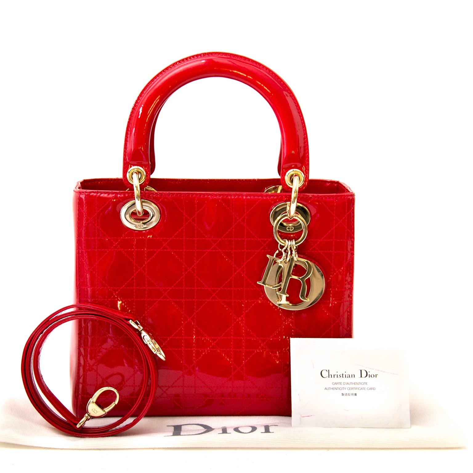 Dior Lady Dior Red Patent Bag