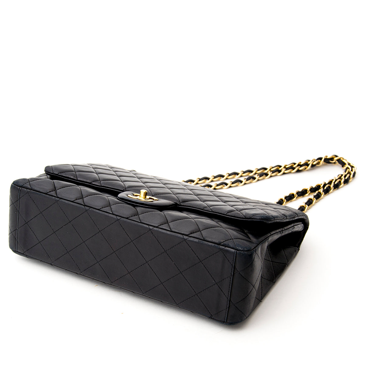 buy safe online real real Chanel Black Lambskin Jumbo Single Flap Bag at the best price Chanel Black Lambskin Jumbo Single Flap Bag