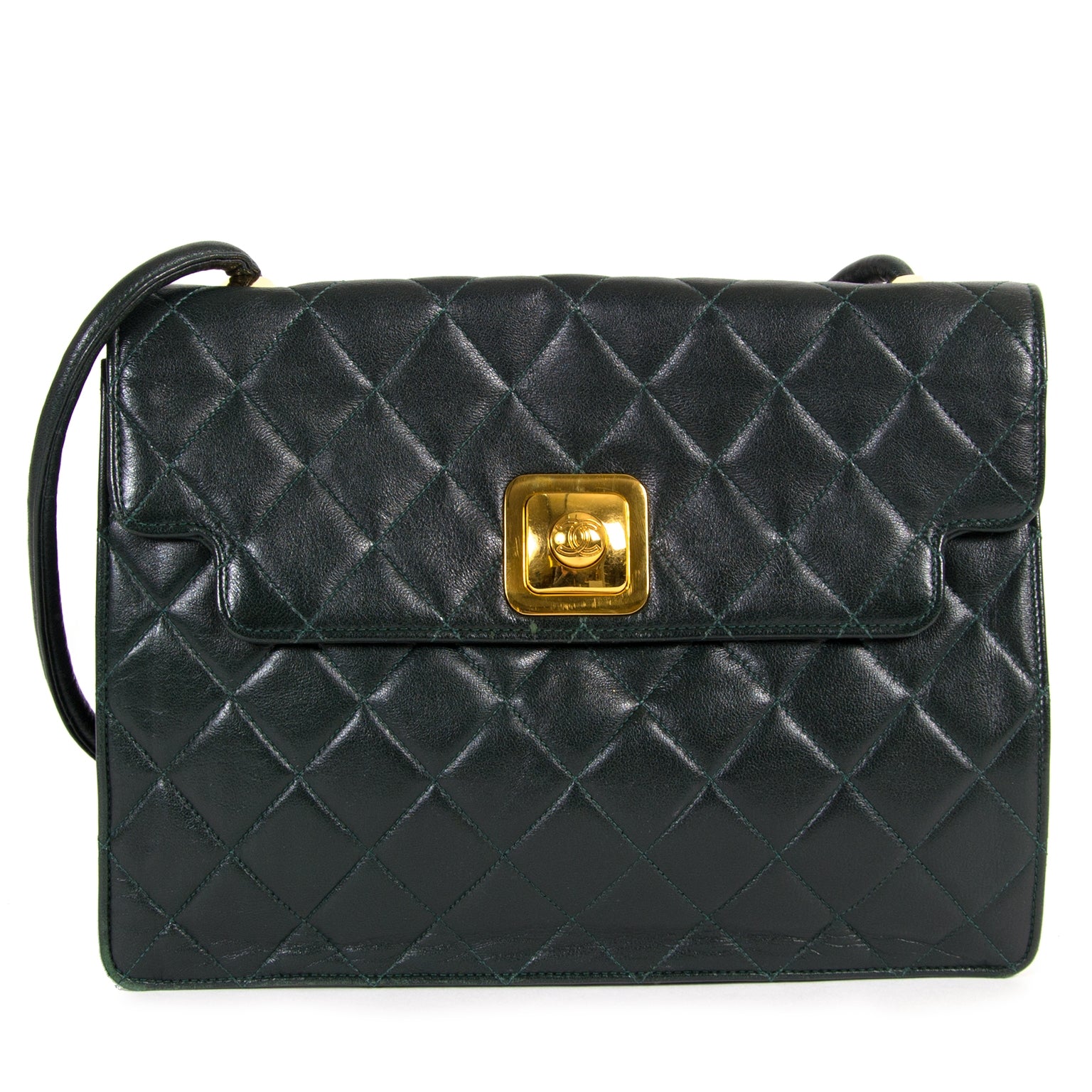 Chanel Dark Green Vintage Shoulder Bag for sale for the best price at Labellov secondhand luxury