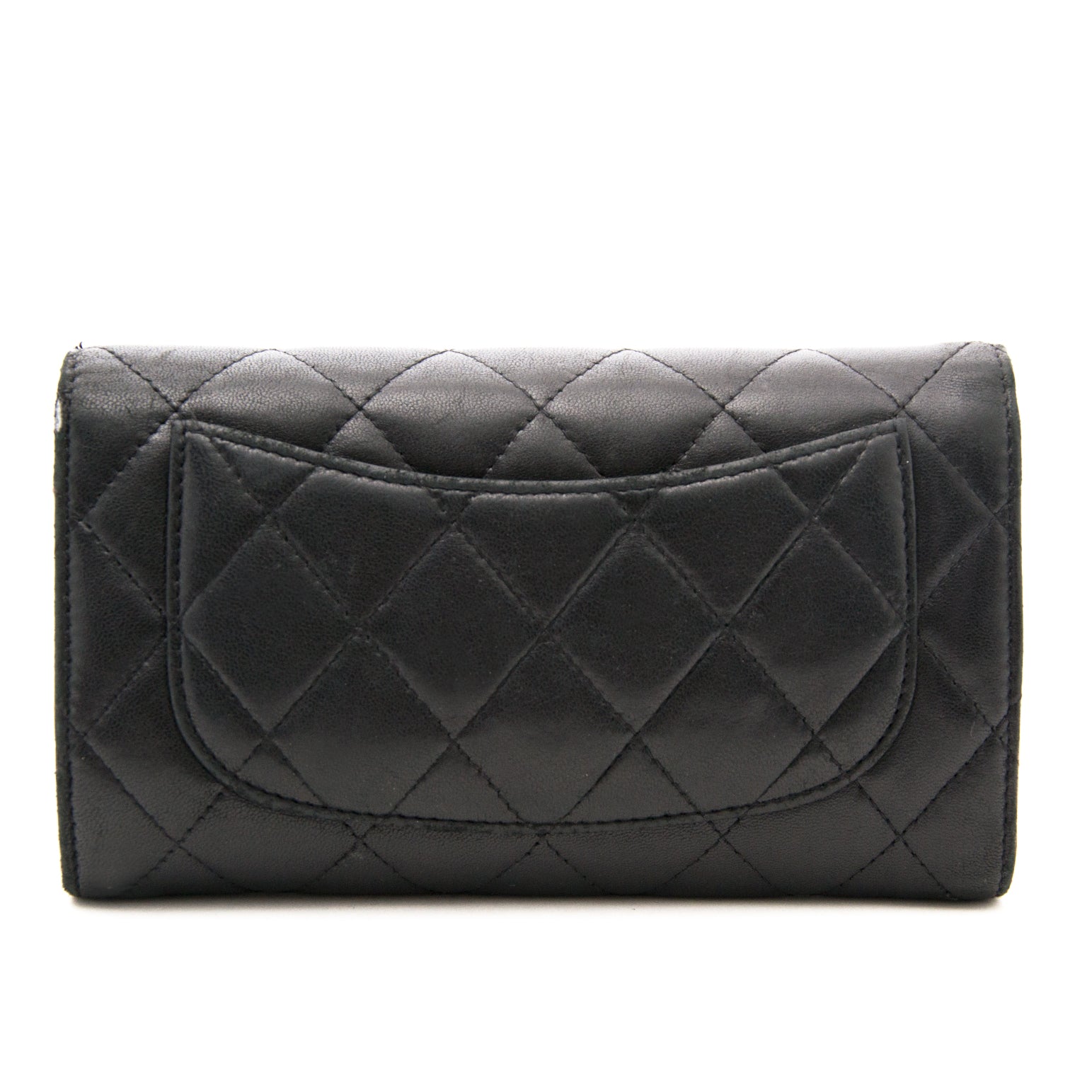 Buy safe and secure online at Labellov. Black Chanel Lambskin Quilted Classic Long Wallet CC Logo
