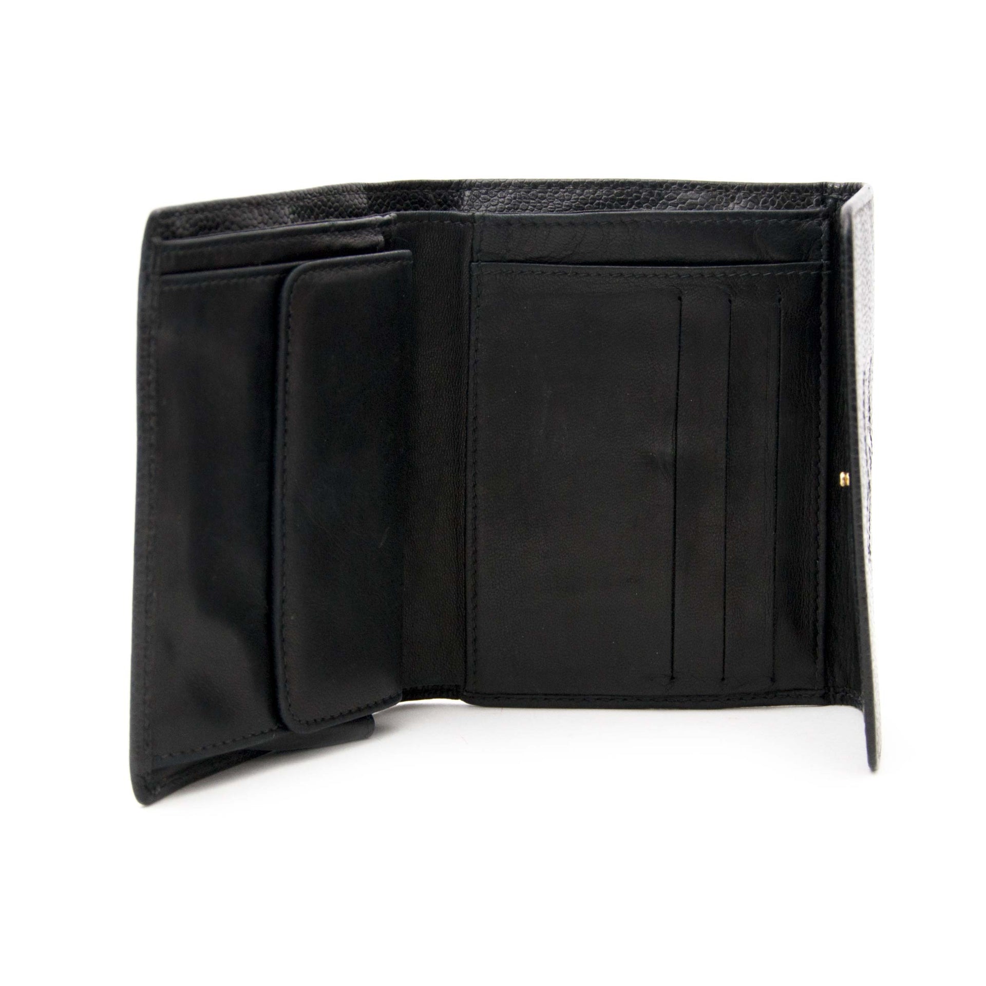 Chanel Black Pebbled Leather Wallet for the best price