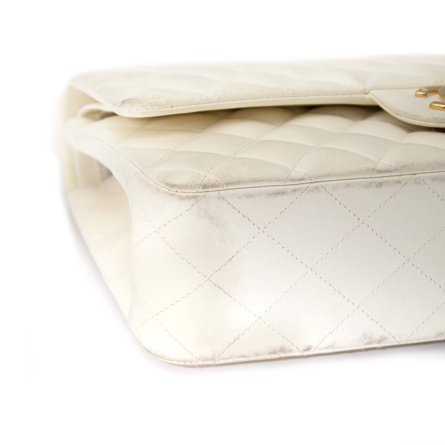 Chanel White Lambskin Medium Classic Double Flap Bag