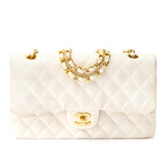 Chanel White Lambskin Medium Classic Double Flap Bag