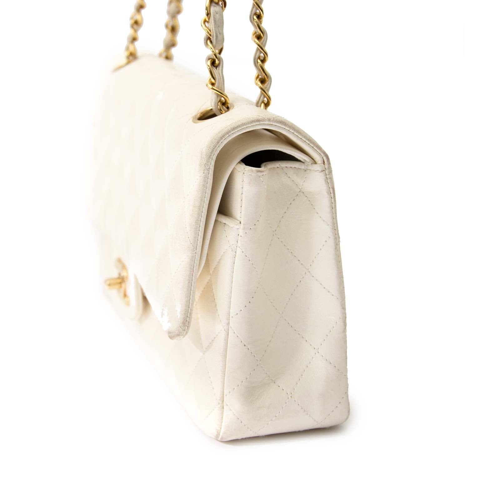 Chanel White Lambskin Medium Classic Double Flap Bag shop online Chanel White Lambskin Medium Classic Double Flap Bag