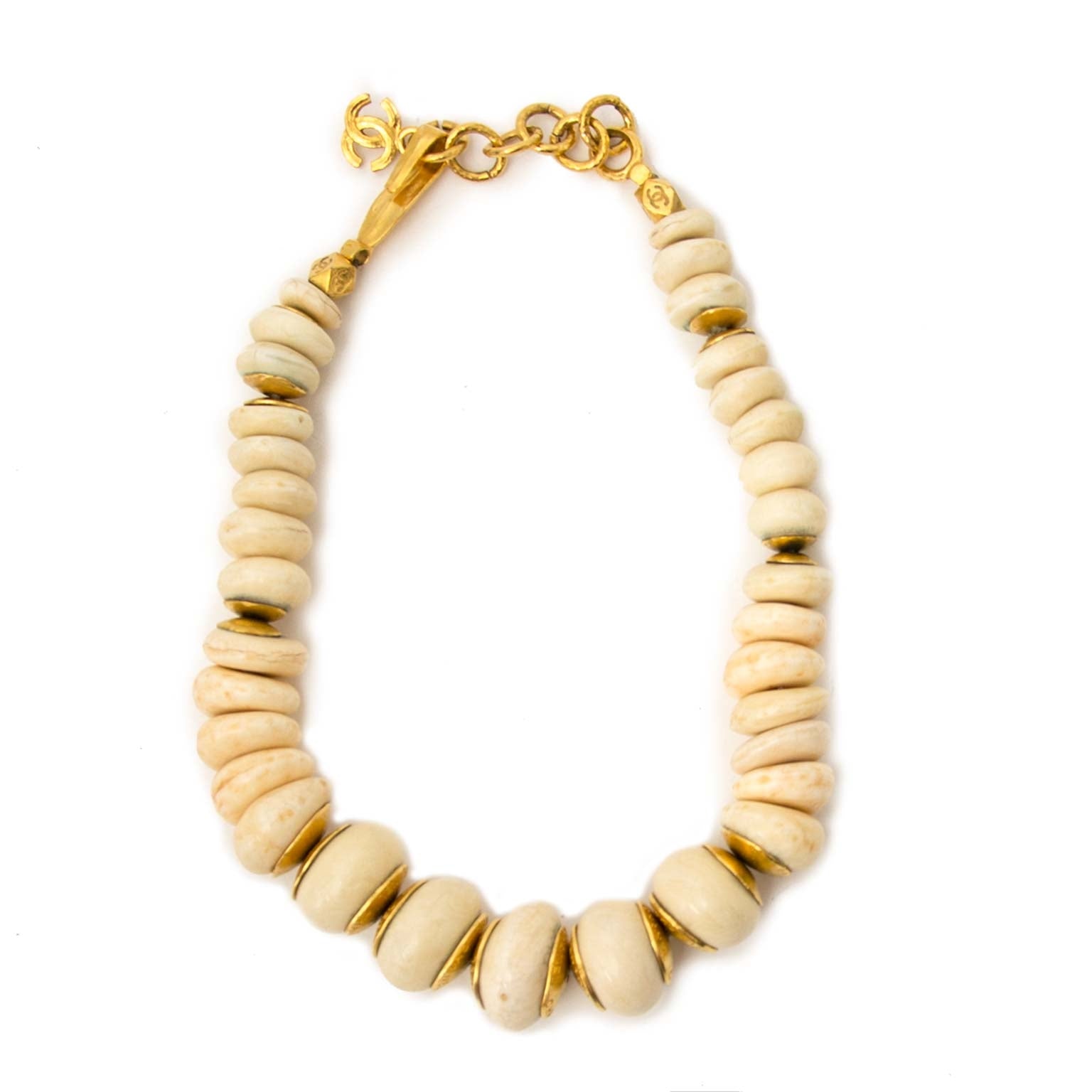 Chanel Cream Stone Beaded Necklace