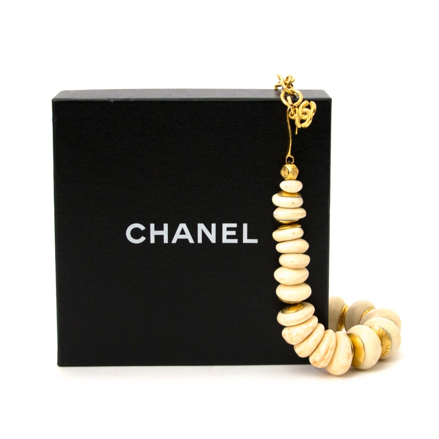 Chanel Cream Stone Beaded Necklace for sale online