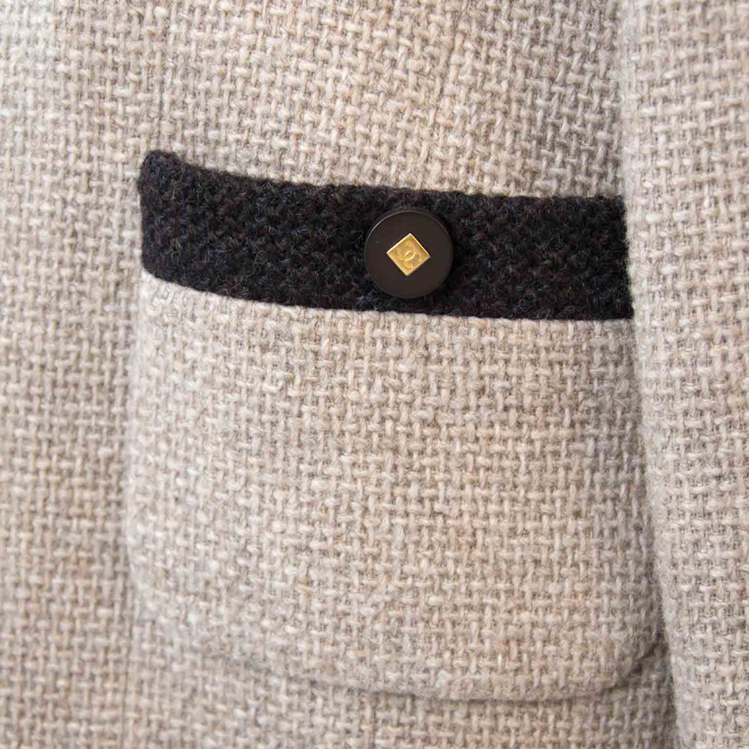 Looking for a Chanel Woolen Beige - Brown Jacket Size 36?
