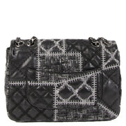 We buy and sell your authentic Chanel Small Black Quilted Tweed/Leather Patchwork Stitch Flap Bag
