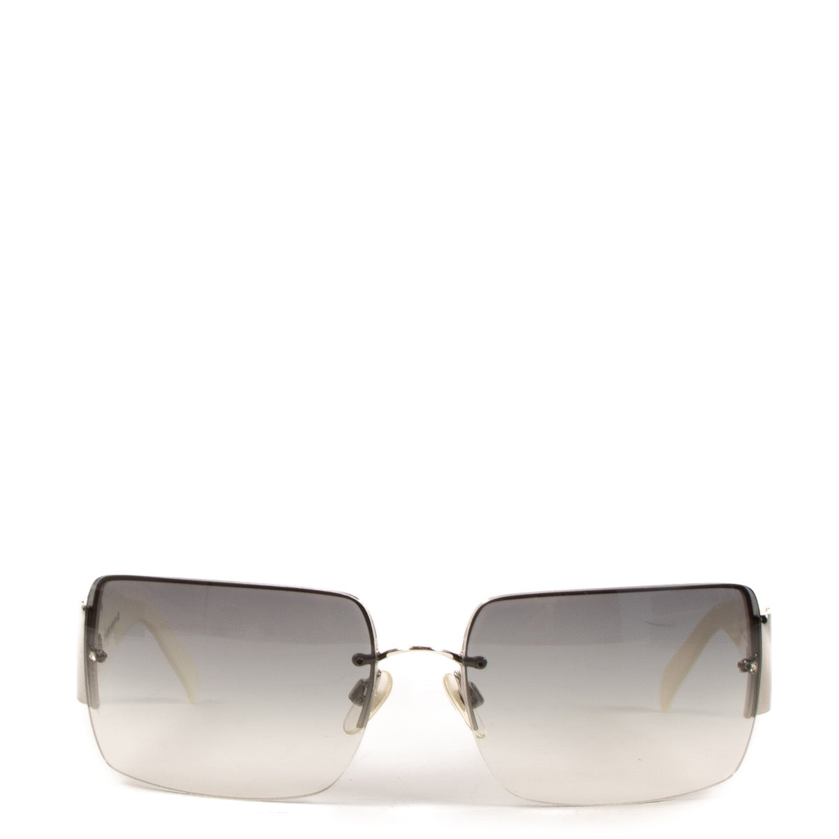 Chanel White Acetate CC Rhinestone Sunglasses