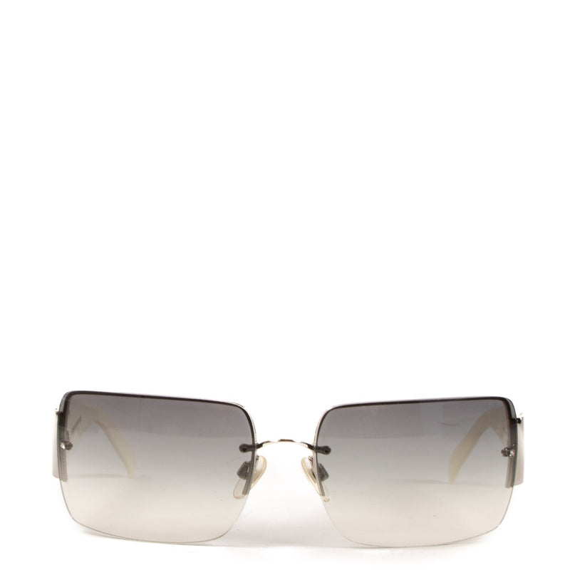 Chanel White Acetate CC Rhinestone Sunglasses