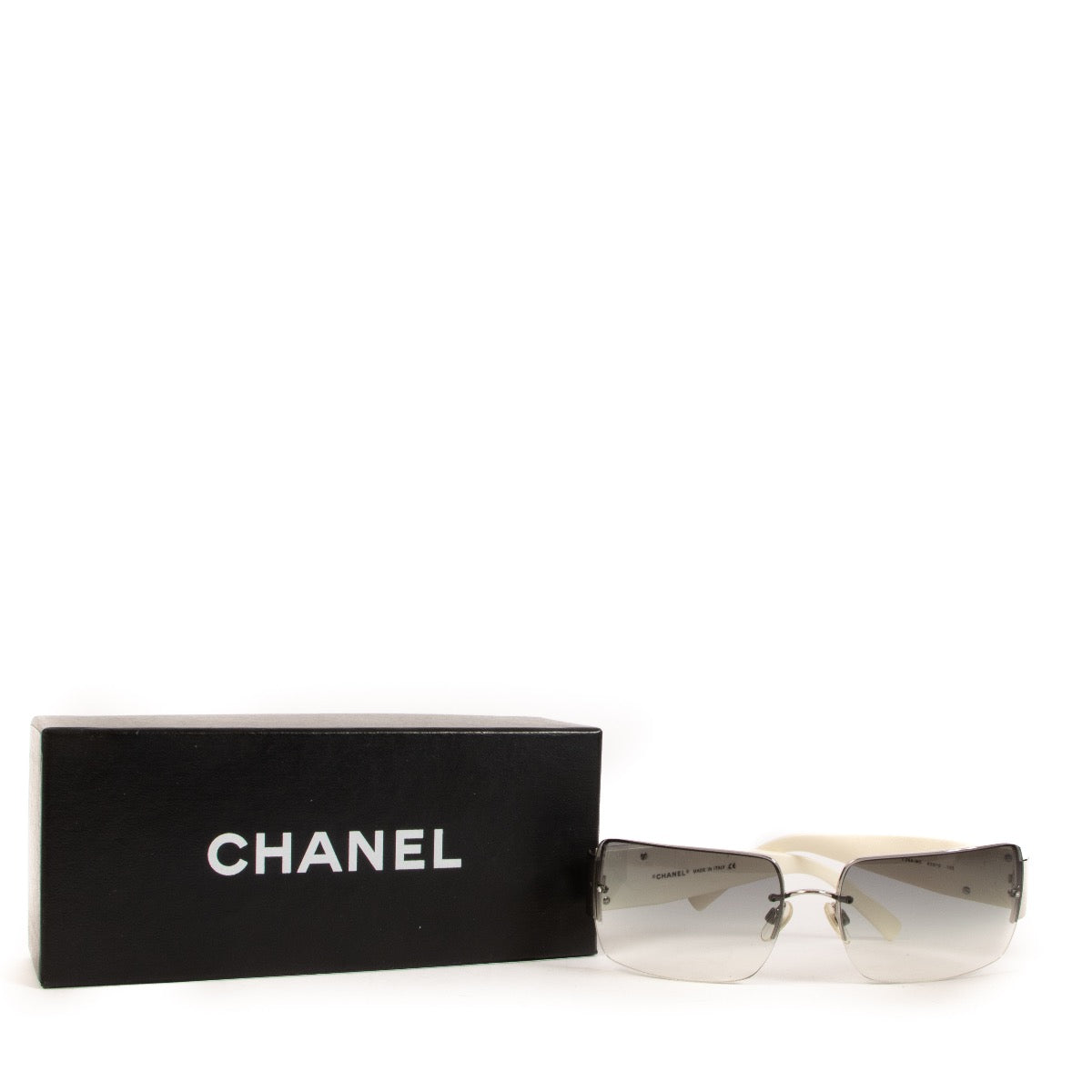Chanel White Acetate CC Rhinestone Sunglasses