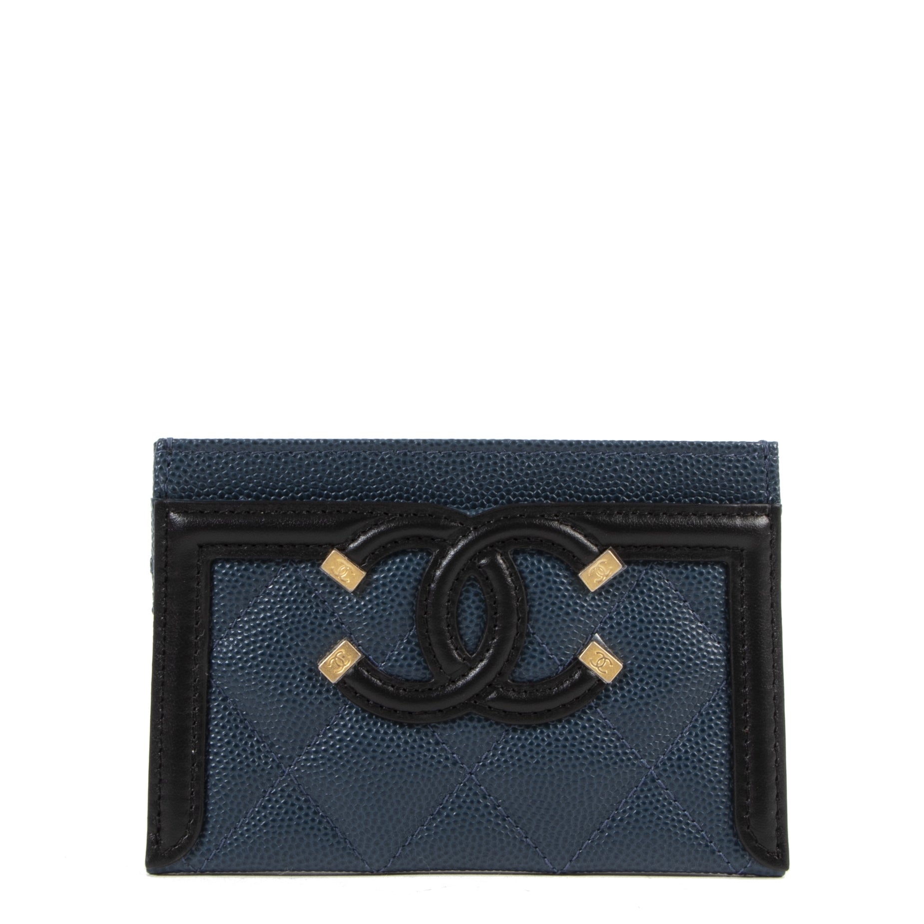 We buy and sell your authentic Chanel Black and Blue Card Holder