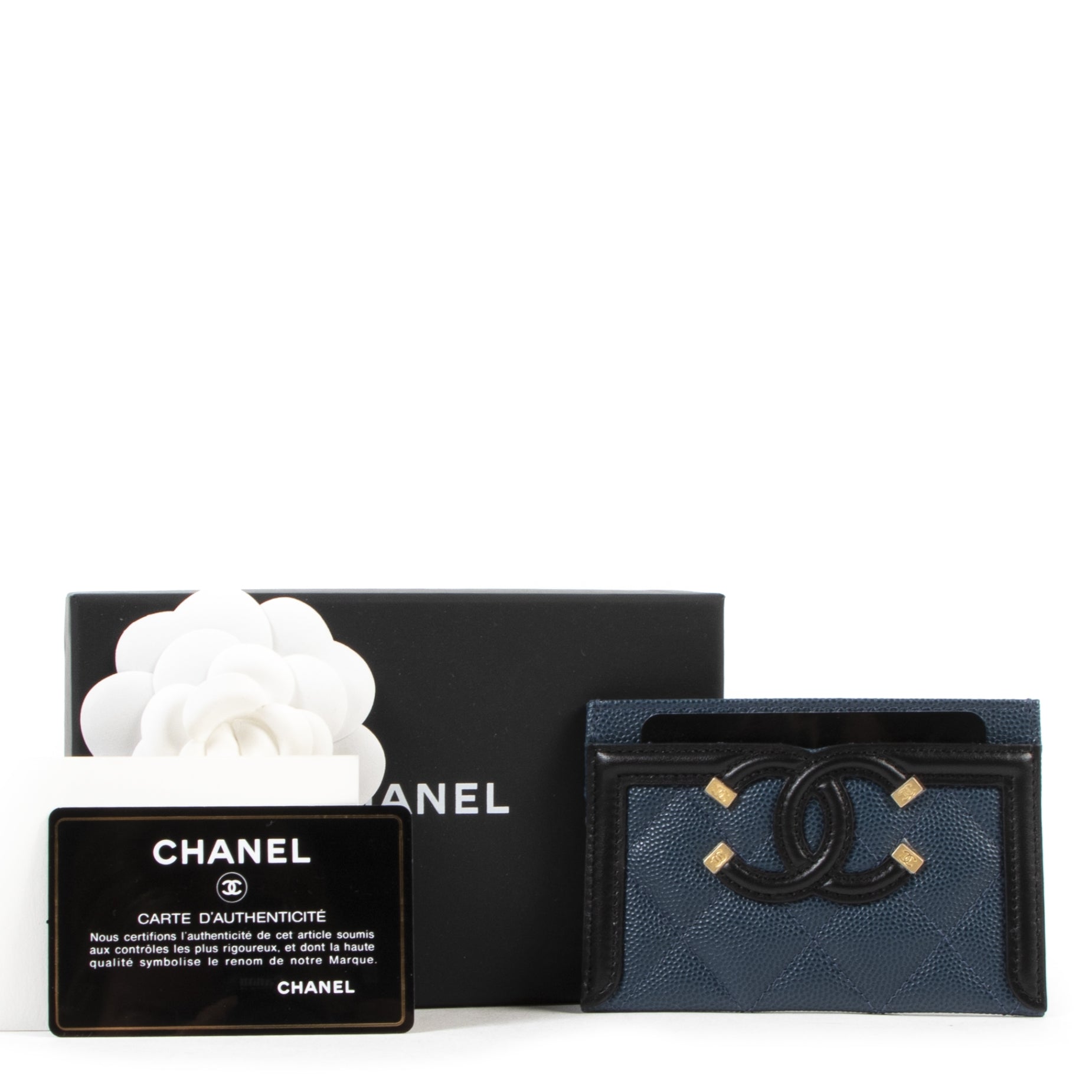 Chanel Black and Blue Card Holder