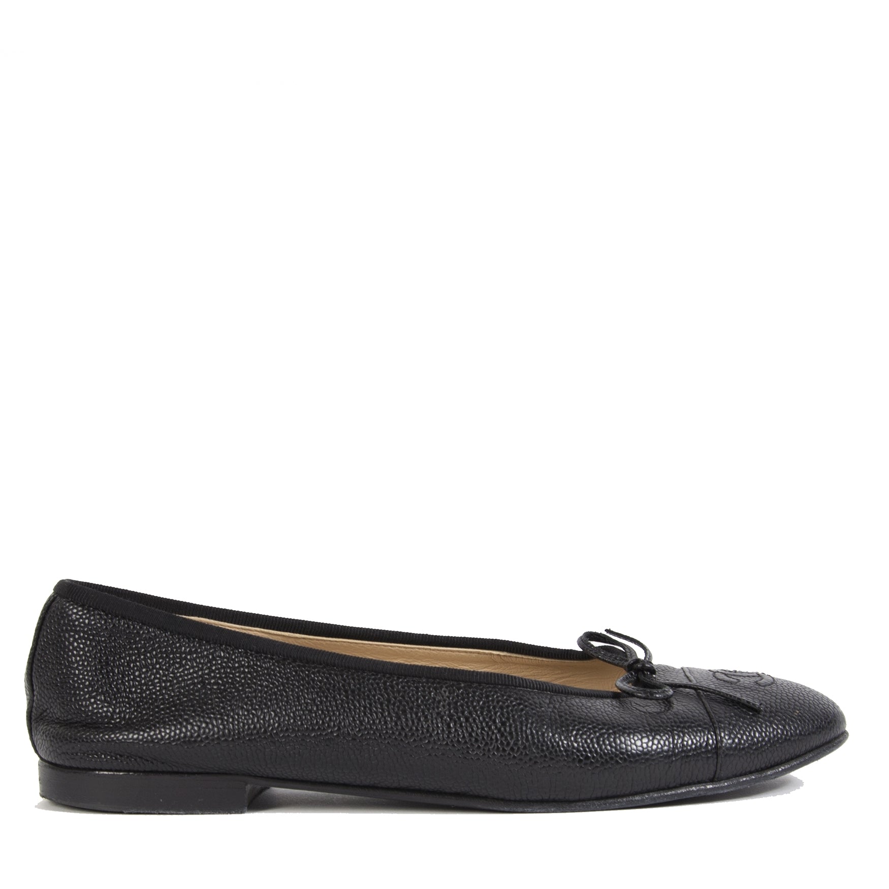 Chanel Caviar Leather Ballet Flats Black - size 39