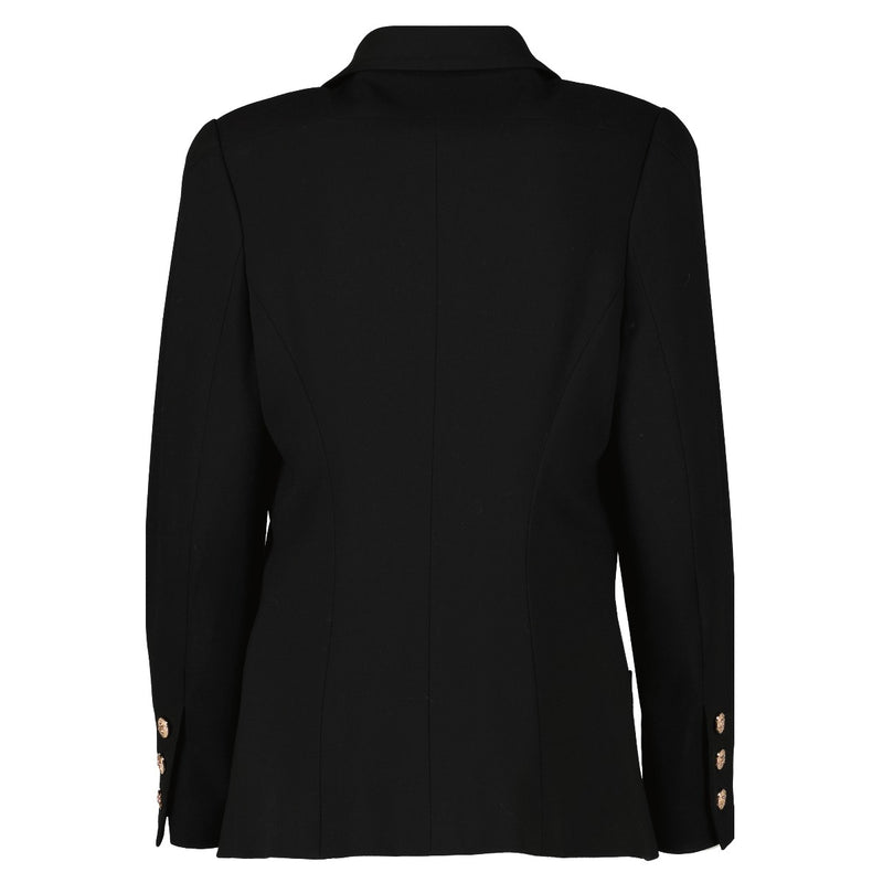 Chanel Boutique Vintage Black Gold CC Button Wool Blazer