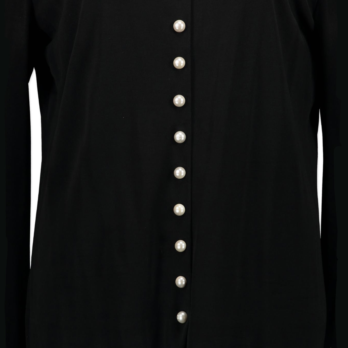 Chanel Black Long Sleeve Blouse Pearl Embellished Button Detail - Size FR50 for the best price available online