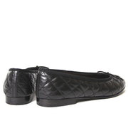 chanel black quilted leather cambon ballerinas now for sale at labellov vintage fashion webshop belgium