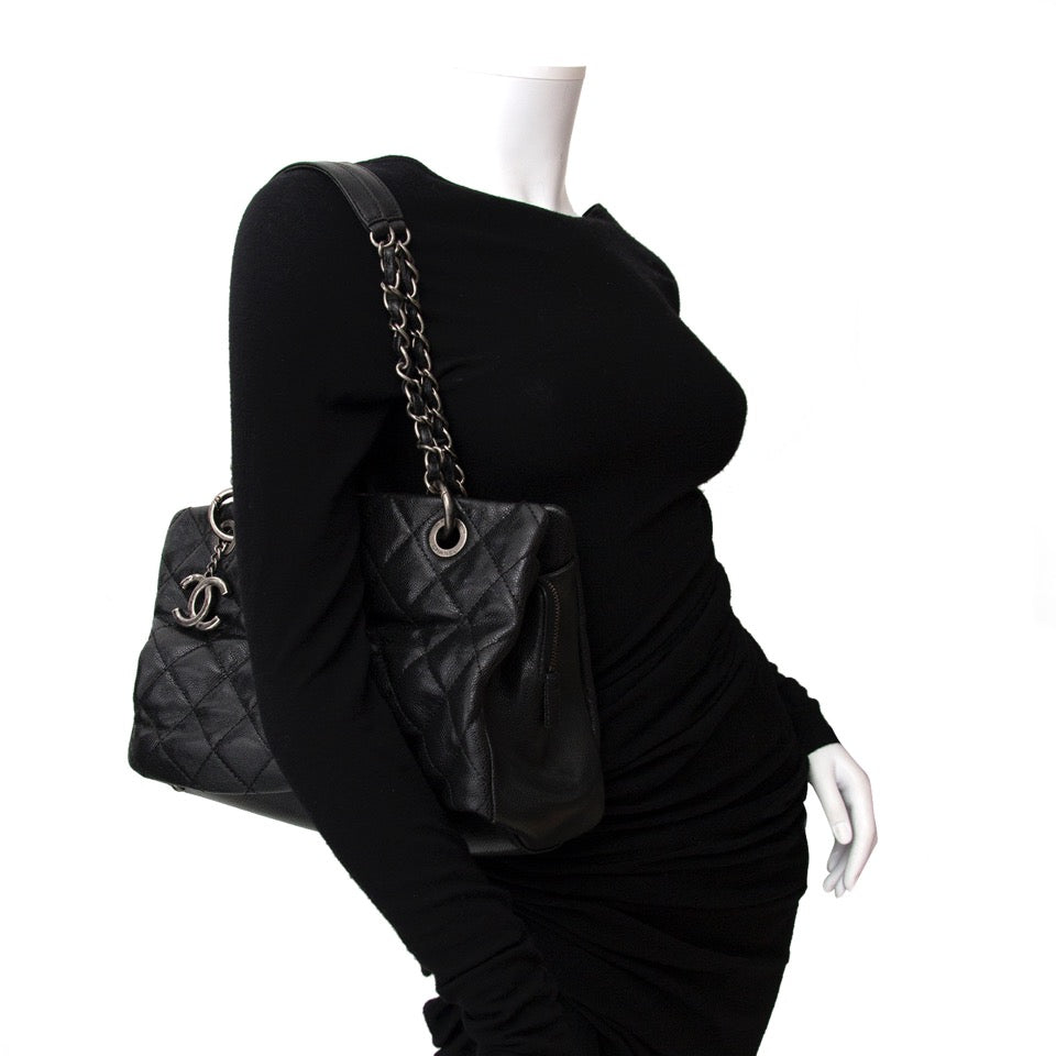 100% authentic Chanel Black Distressed Leather Tote Bag for the best price online available