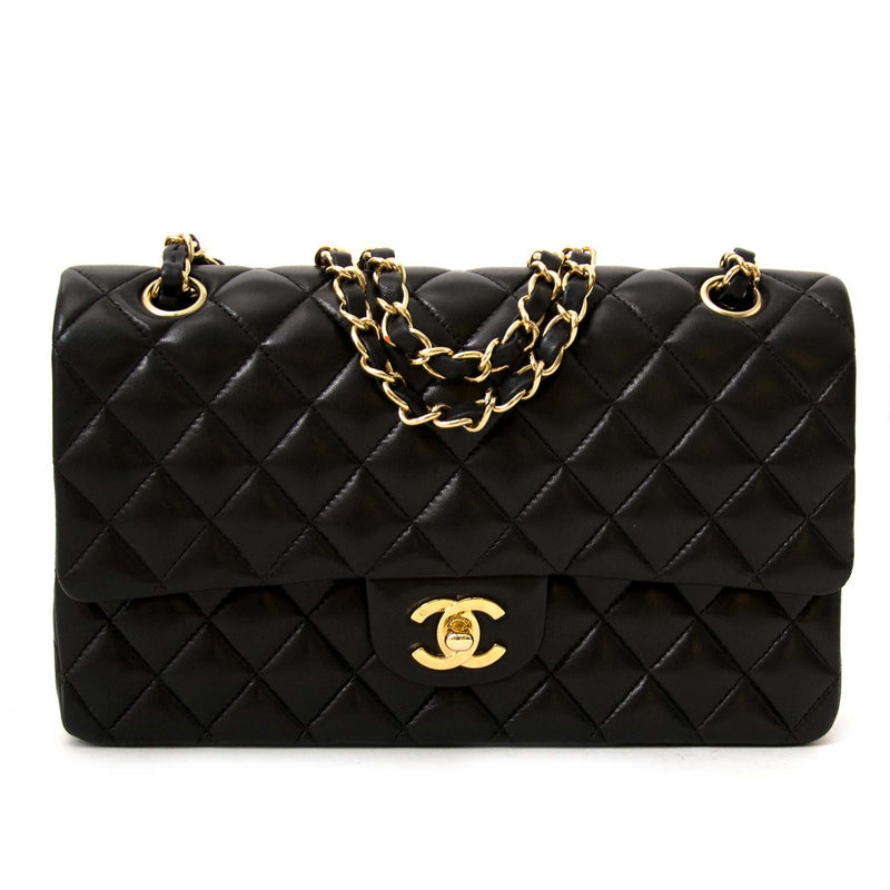 koop veilig online tegen de beste prijs Chanel Black Medium Lambskin Double Classic Flap Bag