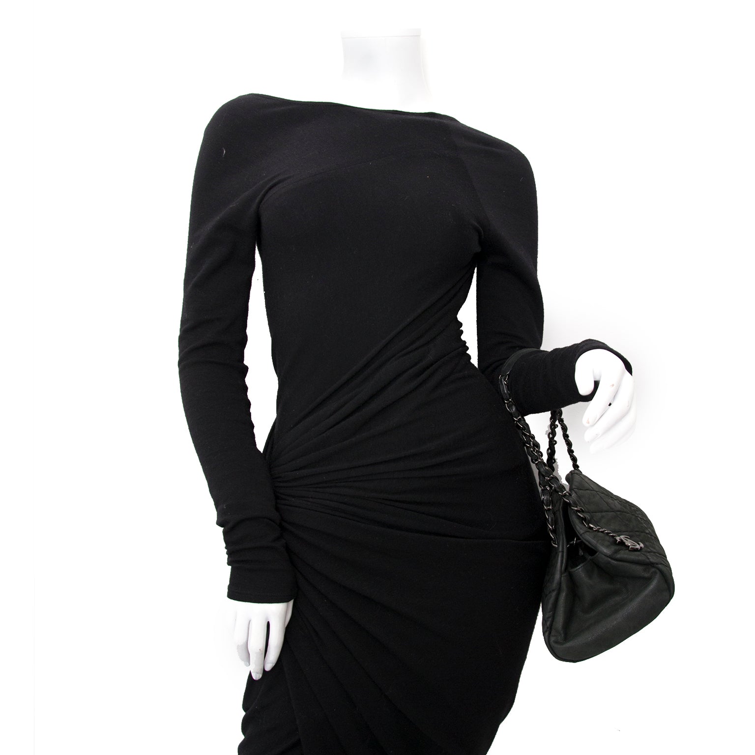 Chanel Black Glazed Calfskin Just Mademoiselle Medium Bowling Bag