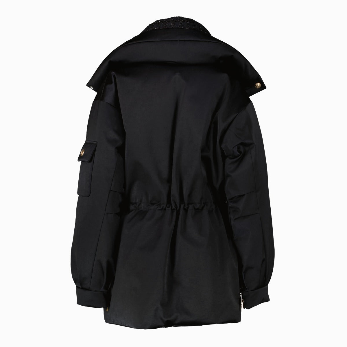 Chanel 22B Black Tweed Trim Down Jacket - Size FR38