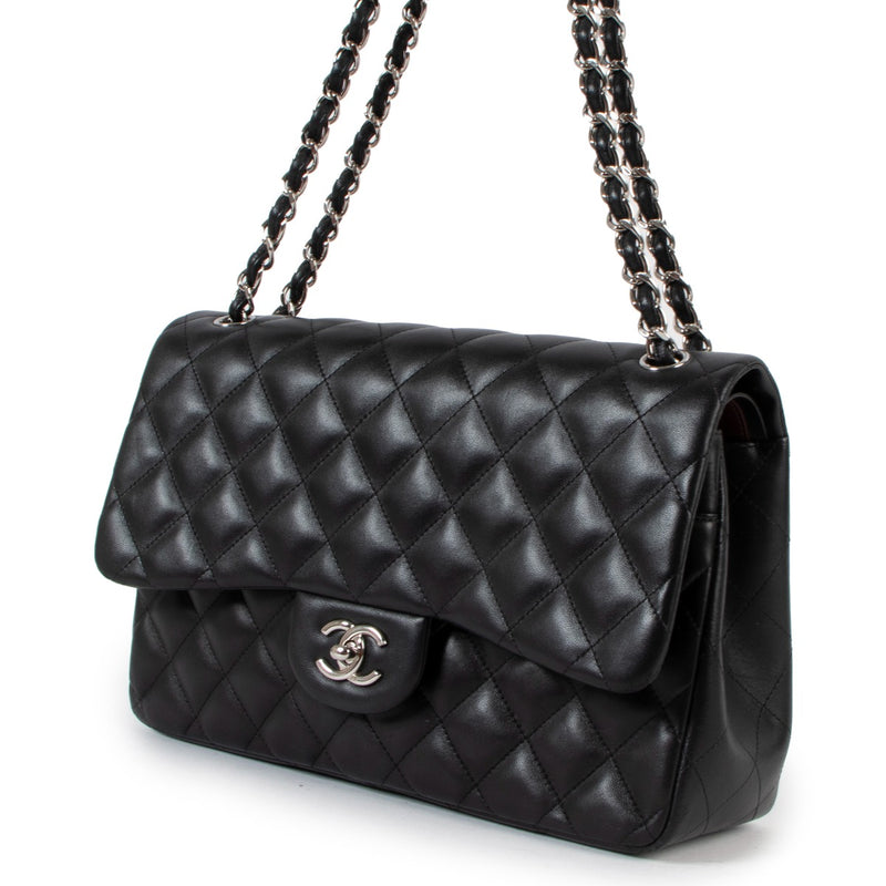 Chanel Black Lambskin Large Classic Flap Bag