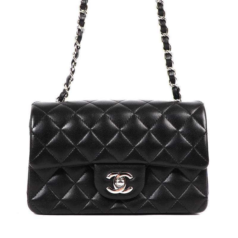 Buy an authentic Chanel Black Lambskin Classic Mini Flap Bag in excellent condition at Labellov in Antwerp.