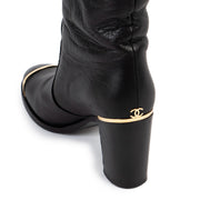 Chanel Pre-Fall 2012 Gold Metal Black Classic High Boots