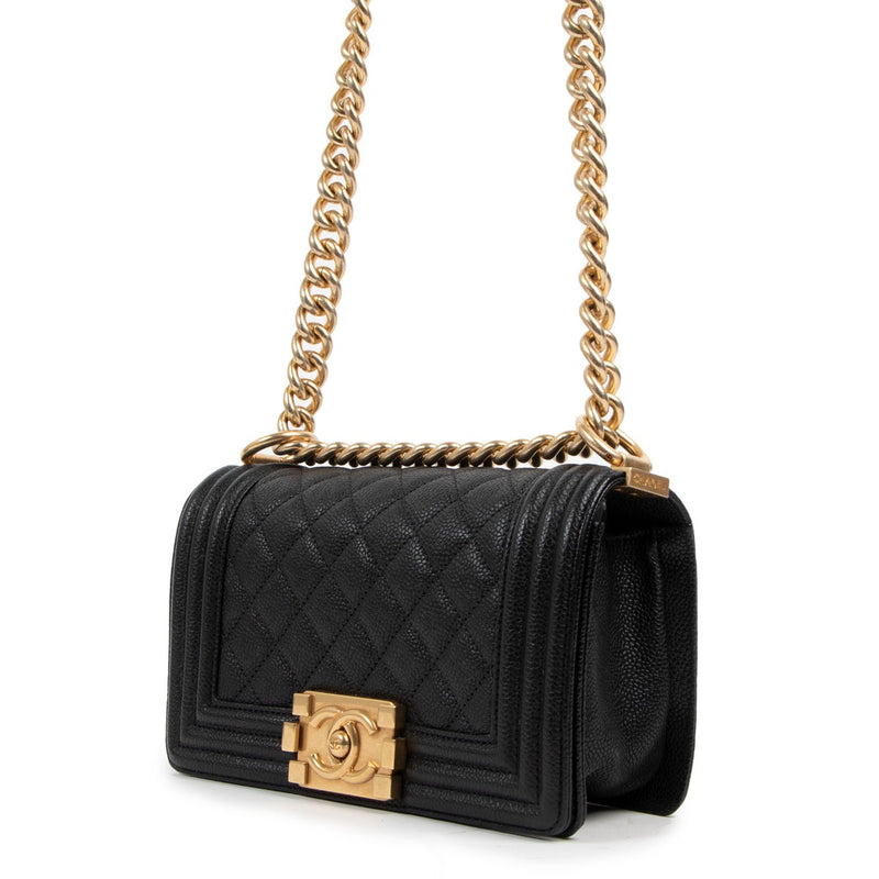 Chanel Black Caviar Leather Small Boy Bag