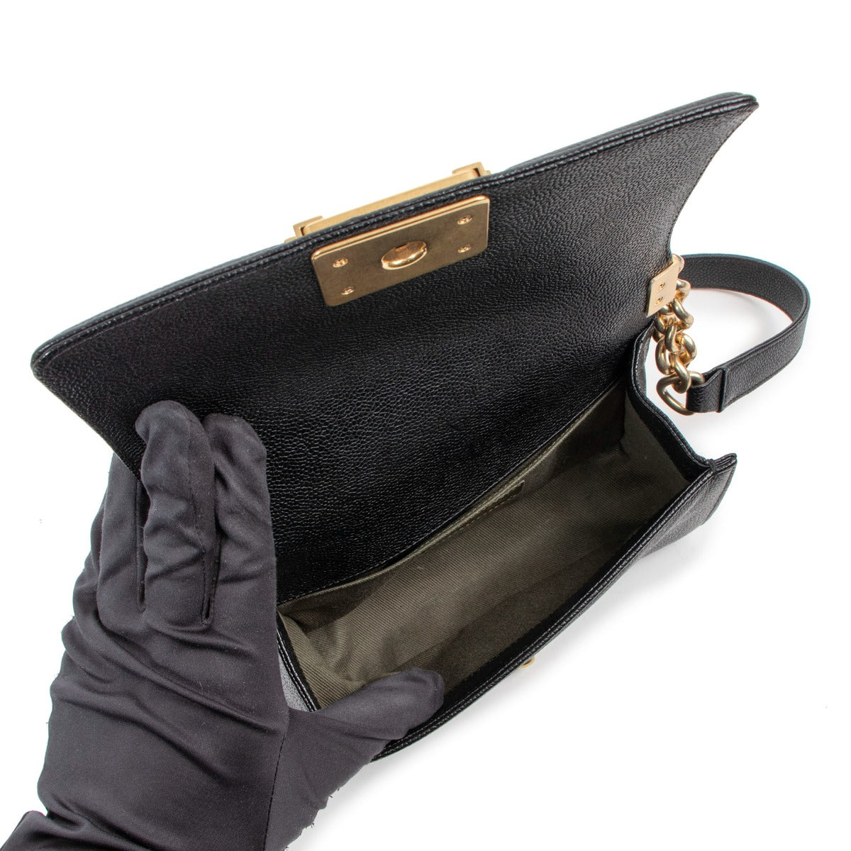 Chanel Black Caviar Leather Small Boy Bag