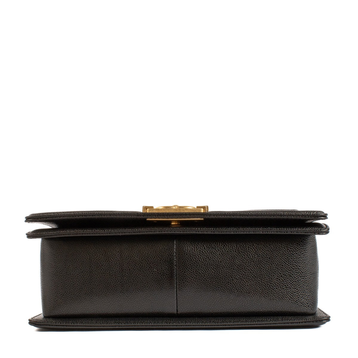 Sac Boy moyen Chanel en cuir de veau caviar brillant noir à chevrons