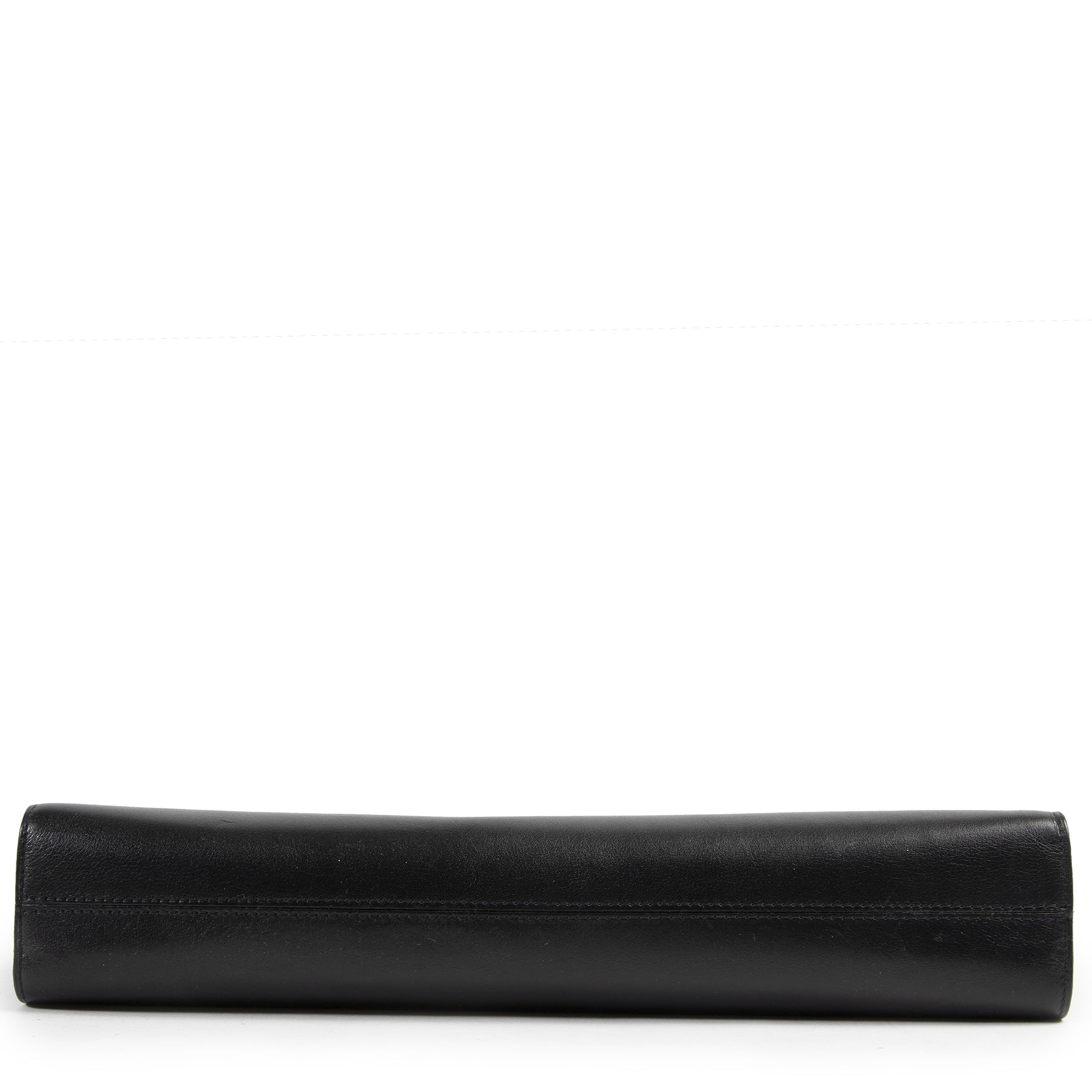 Authentieke Tweedehands Chanel Black Leather CC Vintage Clutch juiste prijs veilig online shoppen luxe merken webshop winkelen Antwerpen België mode fashion
