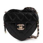 Shop authentic second hand collector's item Chanel limited edition Spring/Summer 2022 Black Lambskin Heart Clutch With Chain at Labellov