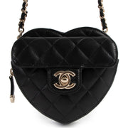 Shop authentic second hand collector's item Chanel limited edition Spring/Summer 2022 Black Lambskin Heart Clutch With Chain at Labellov