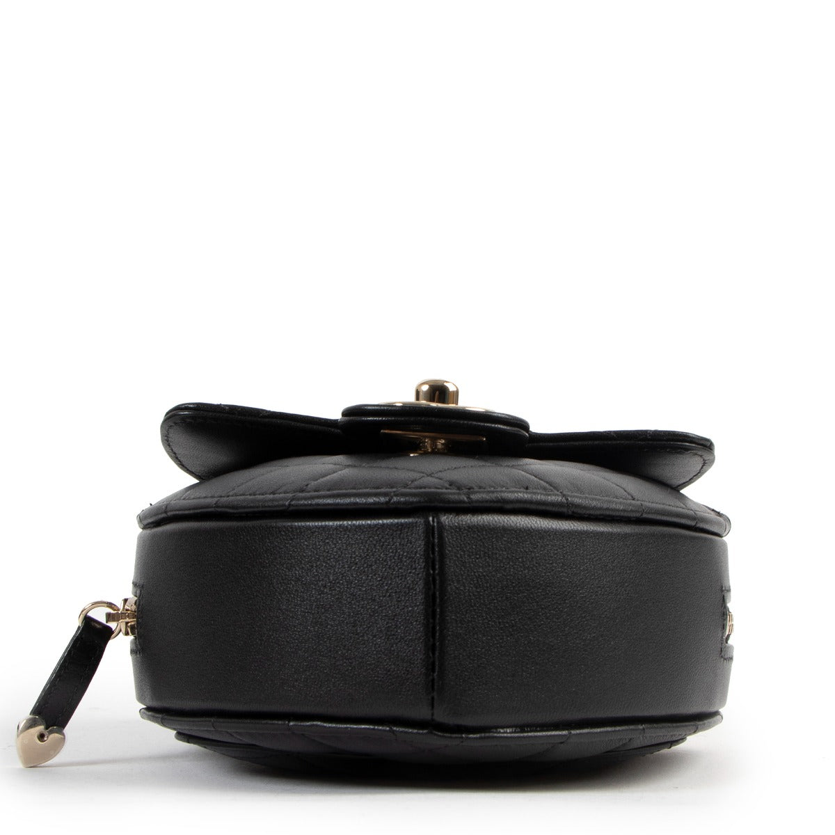Chanel SS22 Black Lambskin Heart Clutch With Chain