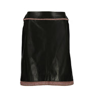 Chanel Fall 2003 Tweed Trim Leather Skirt