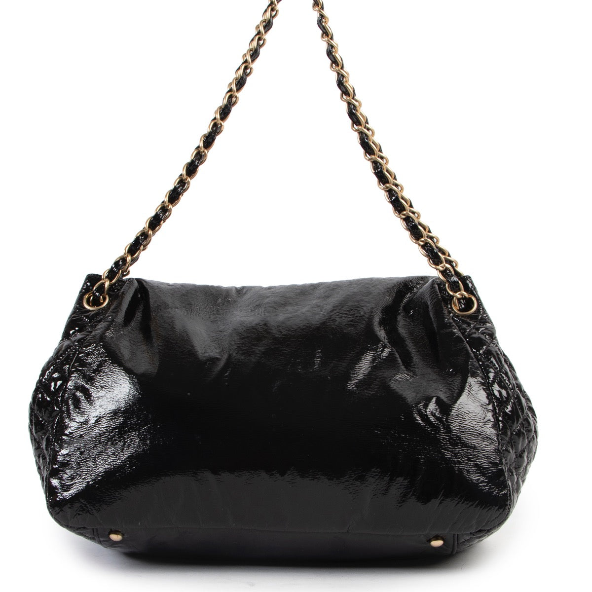 Original Chanel Black Patent Leather Top handle bag in very good condition for sale on Labellov vintage site.