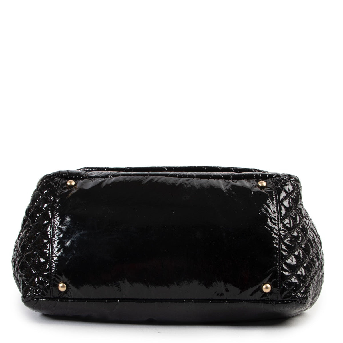 Original Chanel Black Patent Leather Top handle bag in very good condition for sale on Labellov vintage site.