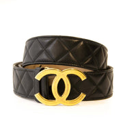 Chanel Quilted Black Leather Belt - SIZE 95. Buy authentic Chanel logo belt online at LabelLOV. Trend, Safe payment.