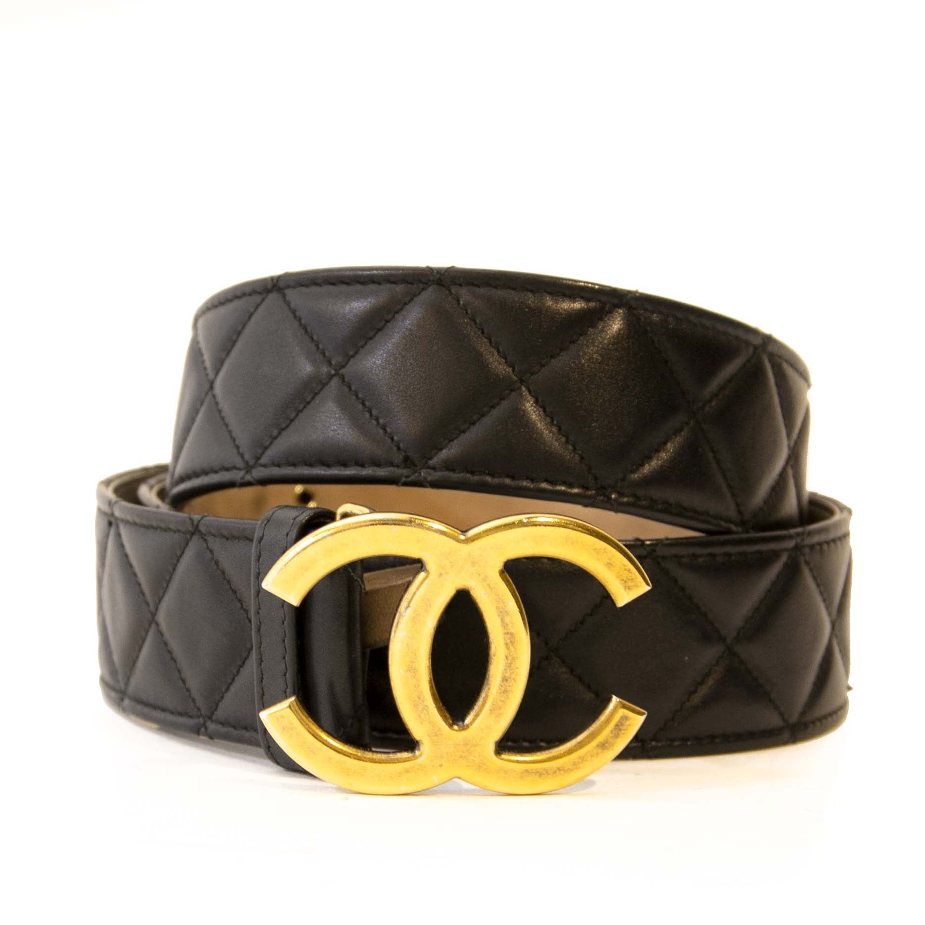 Chanel Quilted Black Leather Belt - SIZE 95. Buy authentic Chanel logo belt online at LabelLOV. Trend, Safe payment.