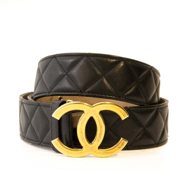 Chanel Quilted Black Leather Belt - SIZE 95 – Labellov